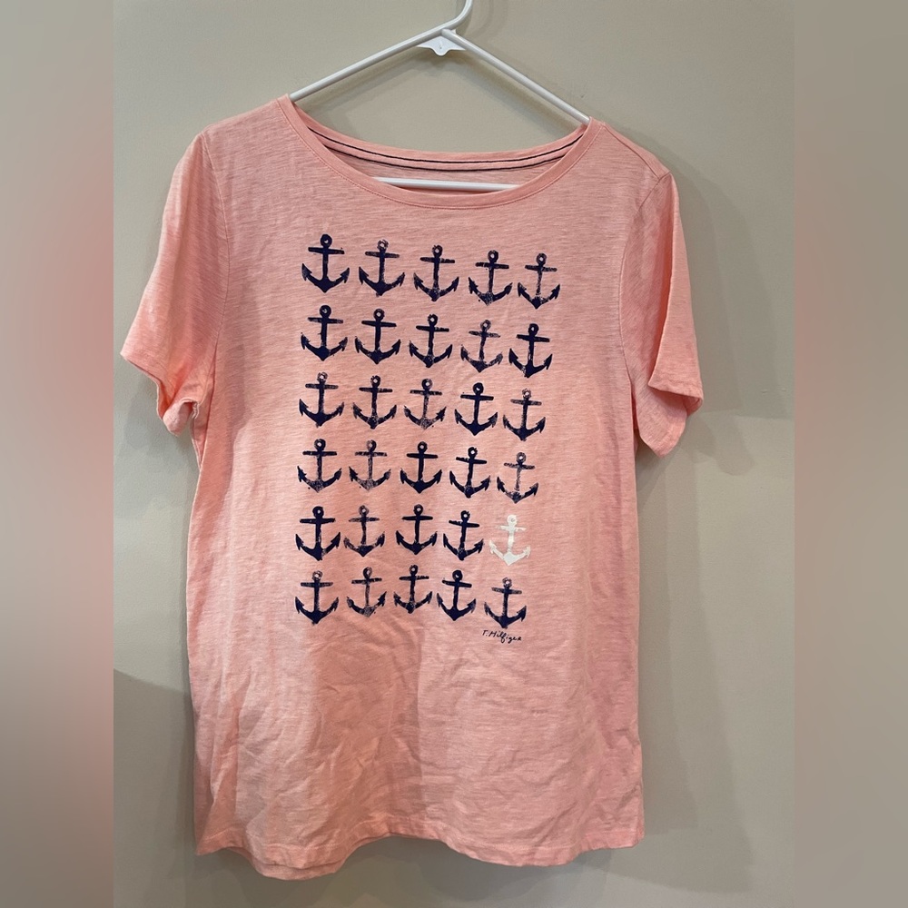 TOMMY HILFIGER Salmon Anchor Graphic Tee Size XLg